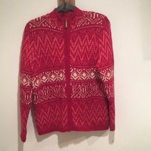 COLDWATER CREEK | RED KNIT CARDIGAN SWEATER